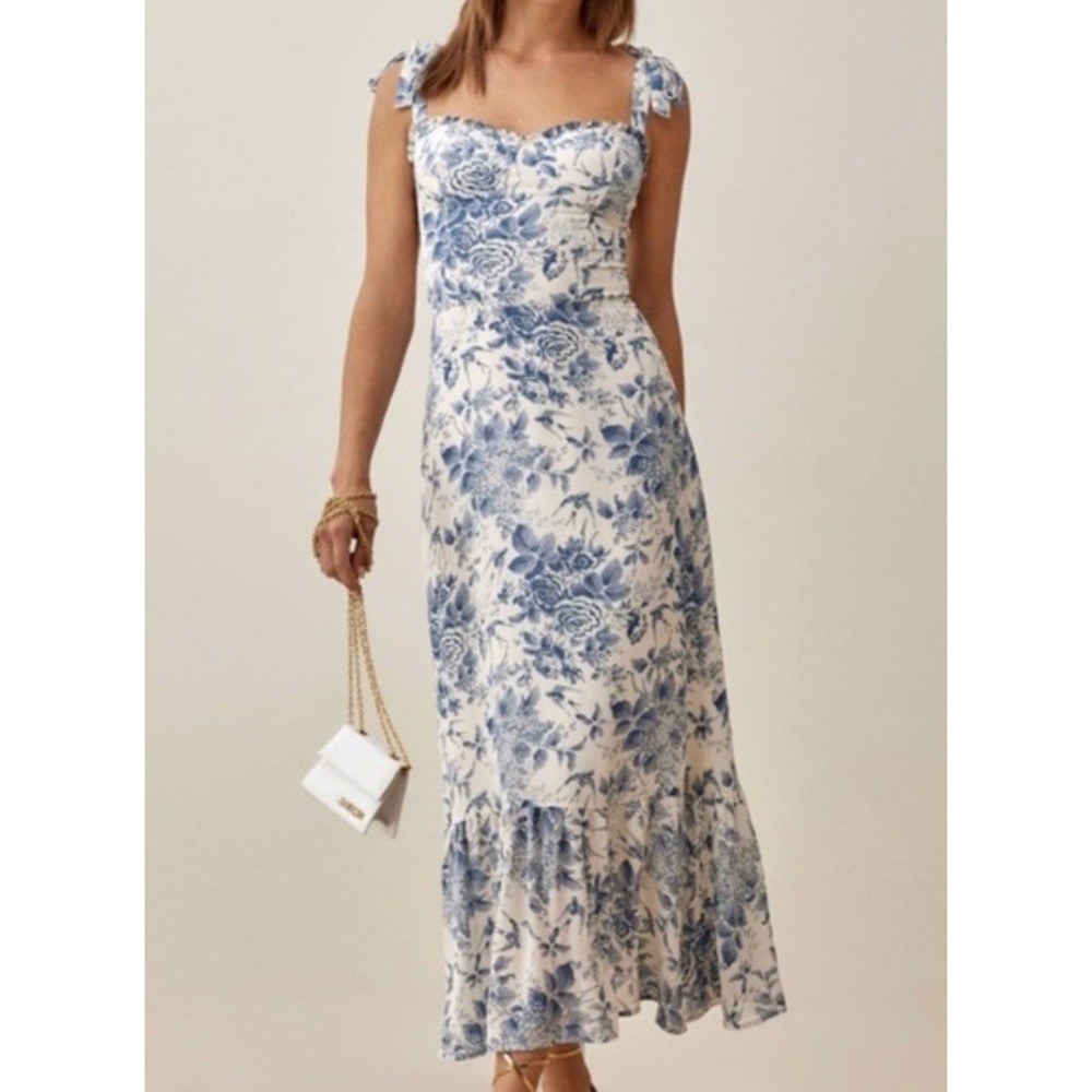 Reformation NWT  Nikita Dress‎ in Pompadour Size 0 Cap Sleeves Floral Ankle